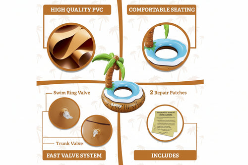Coconut Pool Float – Tropical Inflatable Swim Ring for Summer Fun