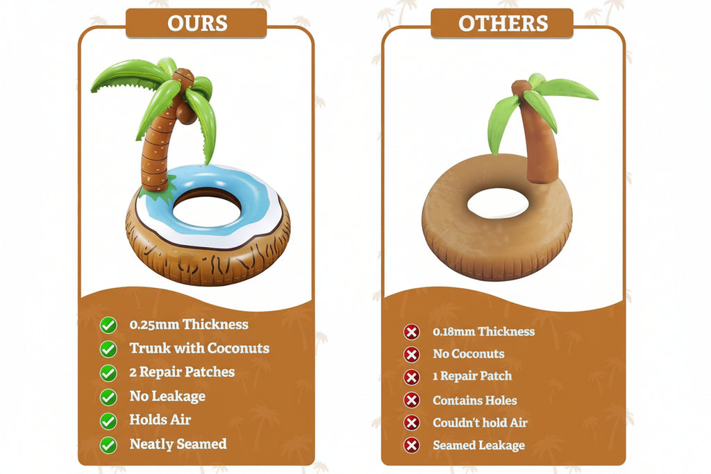 Coconut Pool Float – Tropical Inflatable Swim Ring for Summer Fun