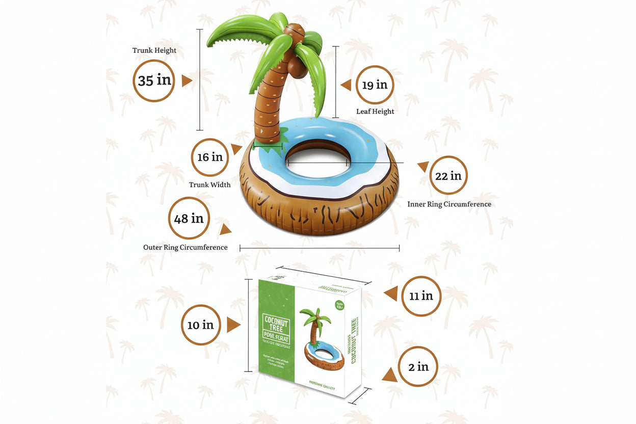 Coconut Pool Float – Tropical Inflatable Swim Ring for Summer Fun